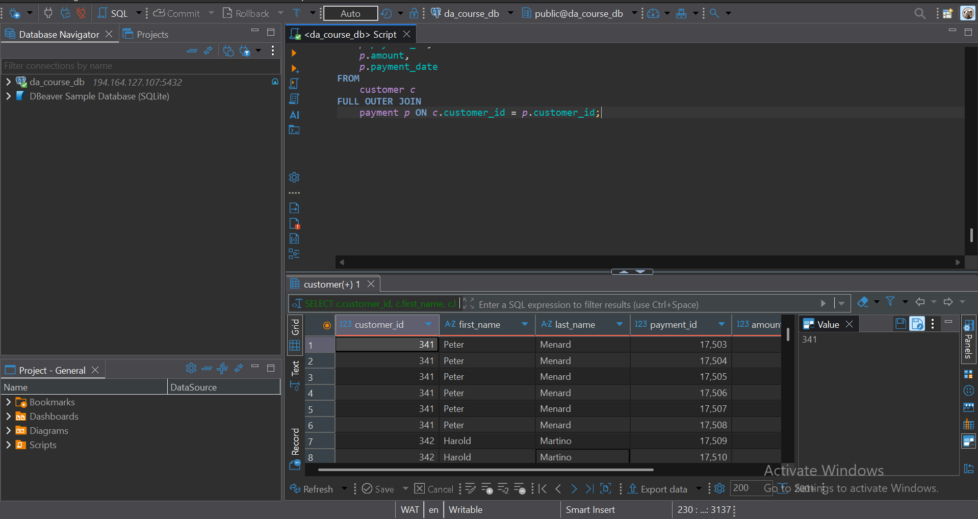 SQL with DBeaver